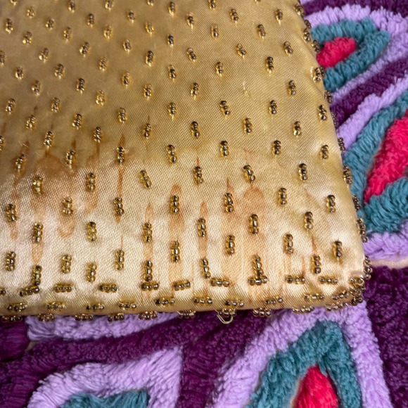 Vintage yellow magid hand bag glamour sparkle beaded design fancy pretty - Picture 8 of 12